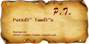 Patkó Tamás névjegykártya